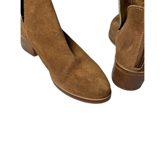 Steve Madden Raisie Ankle Booties Leather Brown Tan Suede Boots Women's 7.5 M - Picture 10 of 14